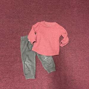 Cat & Jack Baby Boys' Rust Long Sleeve Shirt & Gray Jogger Set 18months
